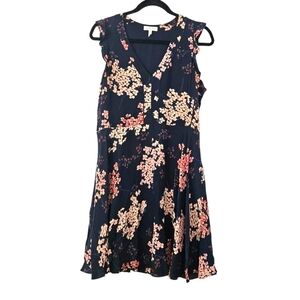 Rebecca Taylor Cherry Blossom Navy Blue  Silk A-Line Dress Size 6